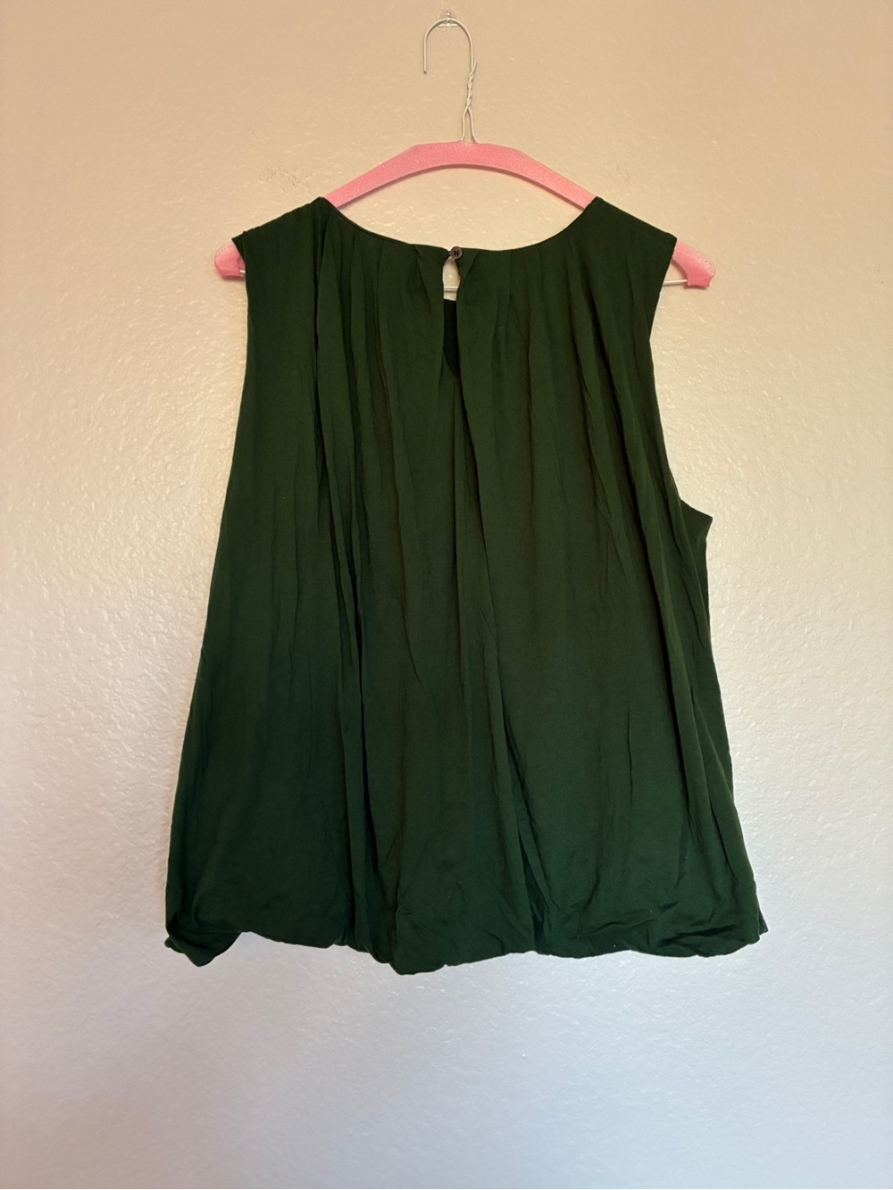 Madewell 100% Cotton Sleeveless Green Pleated Bubble Hem Top Forest Green Chic S - Picture 3 of 7